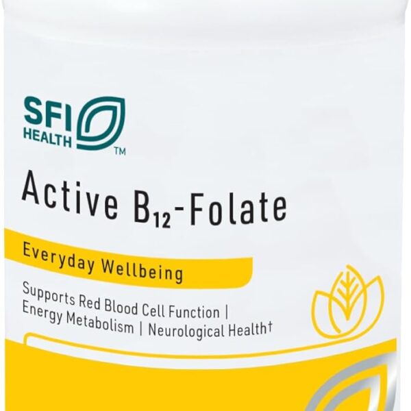 Klaire Labs SFI Health Active B12 & Folate Supplement - Vitamin B12 Lozenges with Methyl Folate - Hypoallergenic & Tastes Great (60 Dissolvable Tablets)