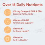 SmartyPants Kids Multivitamin Gummies: Omega 3 Fish Oil (EPA/DHA), Vitamin D3, C, Vitamin B12, B6, A, K & Zinc for Immune Support, Biotin, Gluten Free, Three Fruit Flavors, 120 Count (30 Day Supply) - Image 5