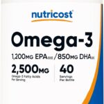 Nutricost Omega 3 Fish Oil - 2500MG, 120 Softgels (40 Serv) - Fish Oil, Wild Caught! 1200mg EPA 850mg DHA - Non-GMO, Gluten Free