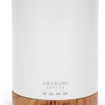 ASAKUKI 300ML Essential Oil Diffuser, Quiet 5-in-1 Premium Humidifier, Home Fragrance Aroma Diffuser with 7 LED Color Changing Light and Auto-Off Switch -Light Brown