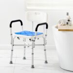 Shower Chair Seat, 400 lbs Capacity, Shower Stool with Crossing Bar, Padded Armrests and Back, Shower Chair for Inside Shower Bathtub, Adjustable Height Bench Bath Chair for Elderly Disabled - Image 8