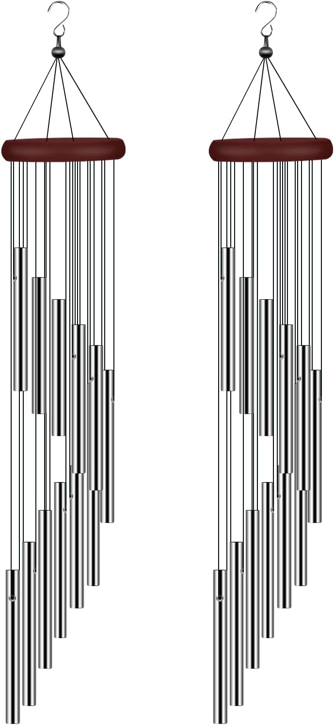 61EB2tnh1kL._AC_SL1500_.jpg 2 Pack Wind Chimes for Outside, Sympathy Wind Chimes Outdoor Clearance with 12 Aluminum Alloy Tubes and Hook, Memorial Wind Chime Gift Decoration for Home, Patio, Garden, Outdoor - Image 1