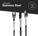 EcoVessel WANDERWARE Stainless Steel Utensils Set, Reusable Cutlery Set with Carry Case Camping Accessories, Travel Utensils With Case – 6 Pcs (Black Smoke) - Image 3