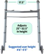 Medline Lightweight Junior/Lower Height Folding Walker with 5” Wheels - Image 6