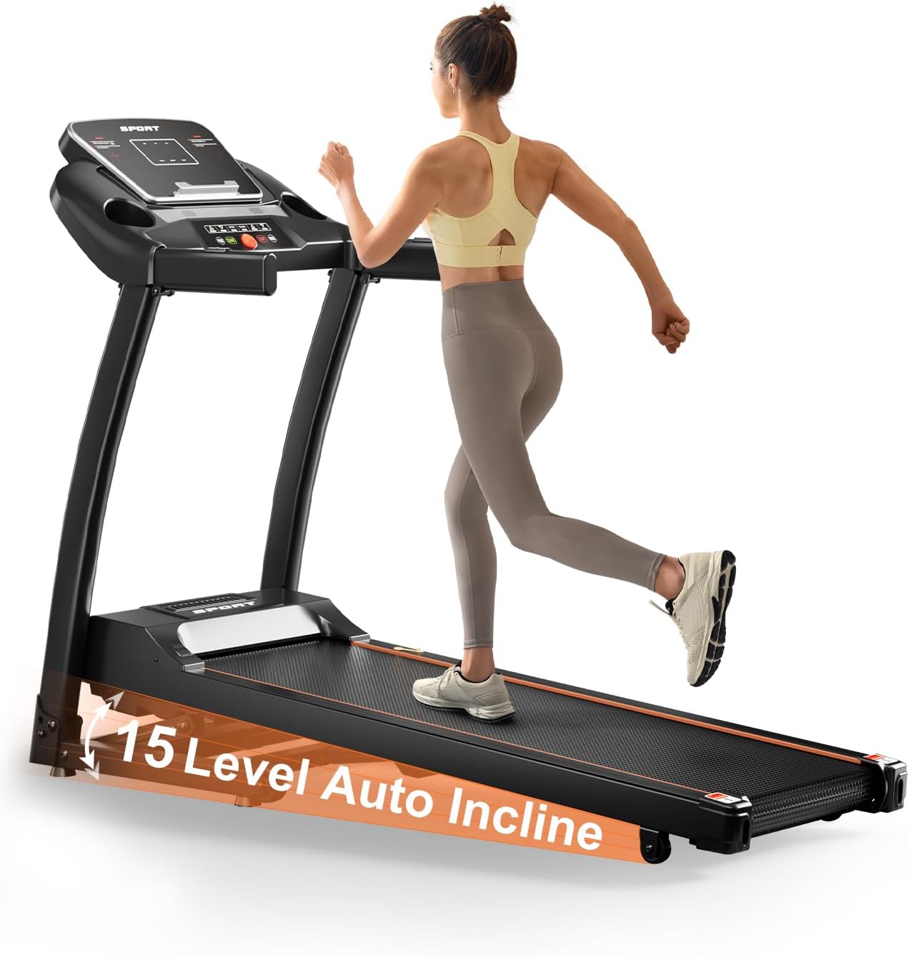 61HDqB9Cw9L._AC_SL1500_.jpg Treadmill for Home, 3.0 HP Treadmill with Incline, Heart Rate Sensors, Digital Display for Walking, Running, and Indoor Fitness Workouts - Image 1