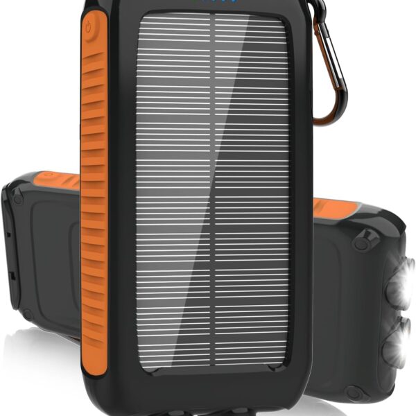 Solar Charger Power Bank 49800mAh - Portable Fast Charging Power Bank with Type-C & Dual USB Ports, Compatible with iPhone, Samsung & More, Waterproof Solar Panel for Camping, Hiking, and Outdoor Use