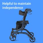 Medline Aluminum European Style Foldable Rollator with Backrest, 300 lbs. Capacity, Navy — For Foot & Leg Injuries & Post-Surgery, 1 Ct. - Image 4