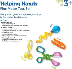Learning Resources Helping Hands Fine Motor Tool Set Toy - 4 Pieces, Ages 3+ Fine Motor and Sensory Play Toys, Toddler Tweezers, Sensory Bin Toys - Image 6