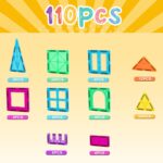 FNJO Magnetic Tiles, 110PCS Magnet Building Set, Magnetic Building Blocks,Construction STEM Learning and Playing Toys for Kids, Montessori Toy for Preschool Boys Girls Toddlers Classroom Must-Haves - Image 8