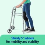 Medline Lightweight Junior/Lower Height Folding Walker with 5” Wheels - Image 3