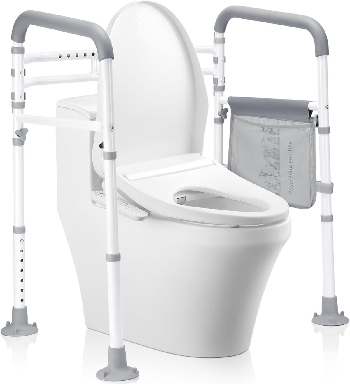 Toilet Safety Rails-Adjustable Toilet Safety Frame, FoldableTtoilet Support Rails with Handles, Heavy Duty Toilet Handles for Elderly, Seniors, Handicap & Disabled-Fits Most Toilets - Image 1