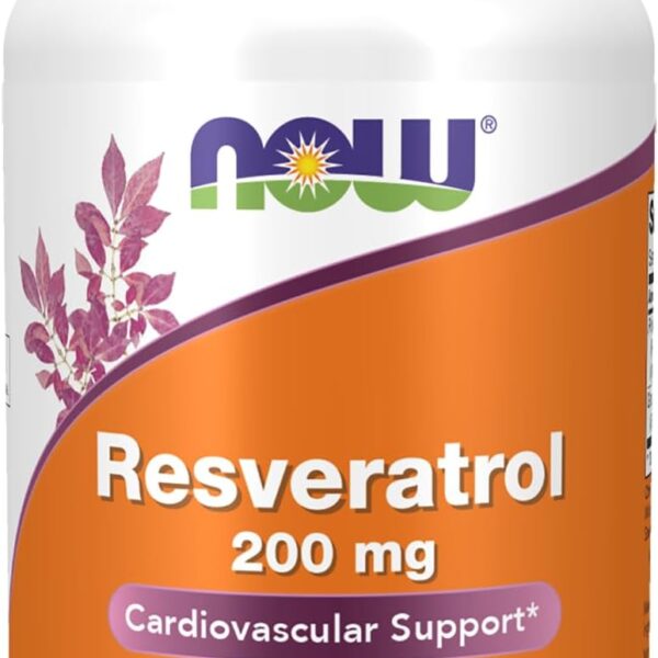 NOW Supplements, Natural Resveratrol 200 mg with Red Wine Extract, 120 Veg Capsules
