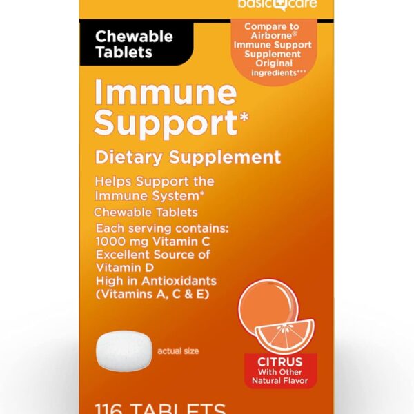 Amazon Basic Care Immune Support Citrus Chew Tablets, 116 Count