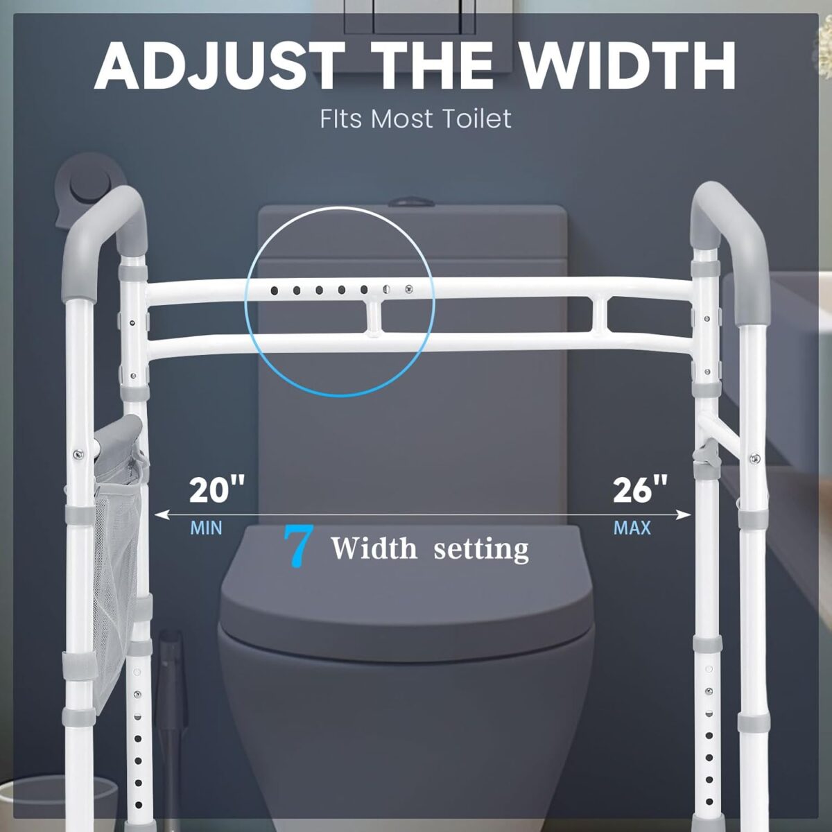 Toilet Safety Rails-Adjustable Toilet Safety Frame, FoldableTtoilet Support Rails with Handles, Heavy Duty Toilet Handles for Elderly, Seniors, Handicap & Disabled-Fits Most Toilets - Image 2