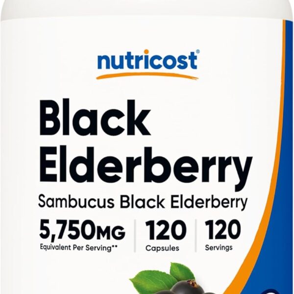 Nutricost Elderberry Capsules 575mg (120 Capsules) - Black Elderberry, Vegetarian Capsules, Gluten Free and Non-GMO Supplement