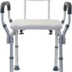 Essential Medical Supply Height Adjustable Shower and Bath Bench with Padded Arms, Contoured Back and Textured Shower Chair Seat - Perfect for The Bath and Shower
