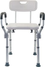 Essential Medical Supply Height Adjustable Shower and Bath Bench with Padded Arms, Contoured Back and Textured Shower Chair Seat - Perfect for The Bath and Shower