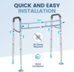OasisSpace Stand Alone Toilet Safety Rail - Heavy Duty Medical Toilet Safety Frame for Elderly, Handicap and Disabled - Adjustable Bathroom Toilet Handrails, Width Adjustable Design, Fit Any Toilet - Image 6