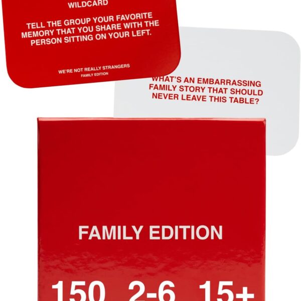 WE'RE NOT REALLY STRANGERS Family Edition Card Game - 150 Conversation Cards for Adults, Teens, and Families - for a Fun & Memorable Family Game Night, Ages 15+, 2-6 Players