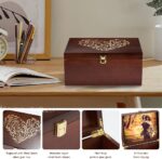 Larger Wooden Memory Keepsake Boxes With Hinged Lids and a photo frame inside the lid - Decorative Storage Box With a Hinge Lids For Picture Letter Time Capsule - Wooden Gift Boxes，5.3“*8.6”*11.7“ - Image 5