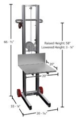 Vestil ALLW-2020-FW Aluminum Lite Load Lift With Winch and Fixed Wheels 20 In. x 20 In. Platform 400 Lb. Capacity Silver - Image 5