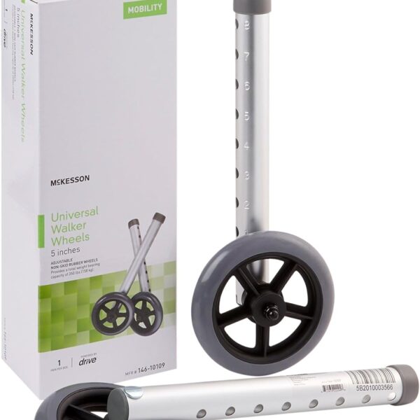 McKesson Universal Walker Wheels, Adjustable, 5 in Caster Wheels, 1 Pair