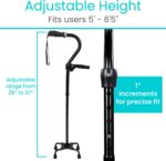 Vive Quad Canes - 4 Prong Folding Cane with Extra Handle for Men, Women & Seniors - Walking Sticks, Adjustable & Lightweight - Upright Offset Aid for Balance Support for Elderly, Handicap & Disabled - Image 6