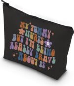 WCGXKO Chronic Illness Gift Nvisible Illness Gift My Tummy Hurts But I'm Being Really Brave About It Zipper Pouch Makeup Bag (BRAVE ABOUT IT)