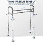 Toilet Safety Rails for Seniors & Disabled - Adjustable, Foldable, Tool-Free Assembly, 350 lbs Capacity - Image 3