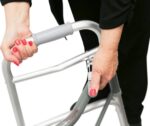 Walker Folding Deluxe 2 Button with Front 5" Wheels and Additional 2 Pair Free Rear Glides for, Adjustable Height (Short, Standard, Tall People) by Healthline Trading - Image 3