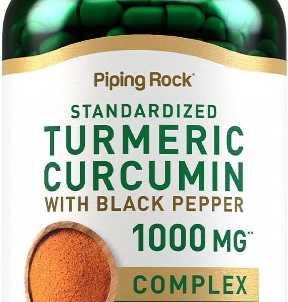 Piping Rock Turmeric Curcumin with Black Pepper 1000mg | 180 Capsules | Standardized Extract Complex | Herbal Supplement | Non-GMO, Gluten Free