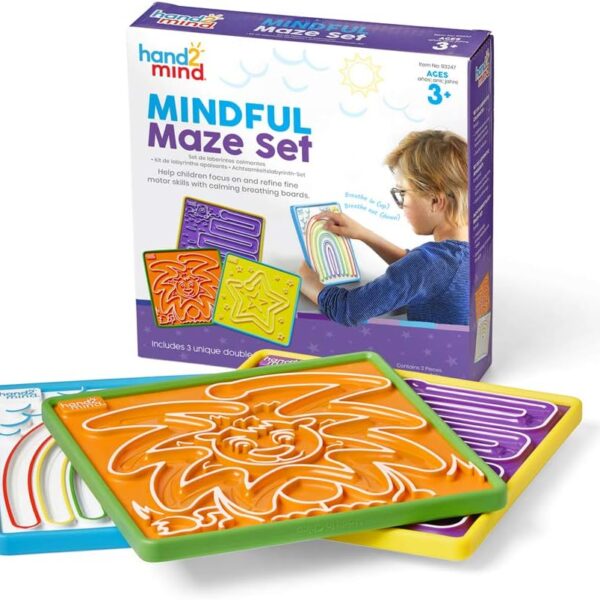 hand2mind Mindful Maze Boards, Learn Breathing Patterns, Mindfulness for Kids Anxiety Relief, Tactile Sensory Toys, Play Therapy Toys, Social Emotional Learning Activities, Calm Down Corner Supplies