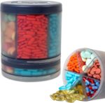 Monster Supplement Medication Pill Dispenser with 10 Adjustable Compartments - Extra Large Pill Bottle - Easy to Dispense (Monster Fit 10)