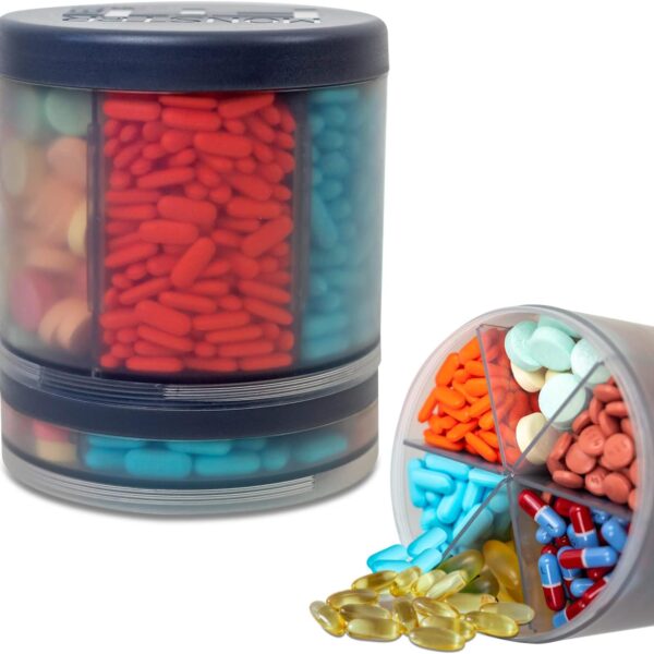 Monster Supplement Medication Pill Dispenser with 10 Adjustable Compartments - Extra Large Pill Bottle - Easy to Dispense (Monster Fit 10)