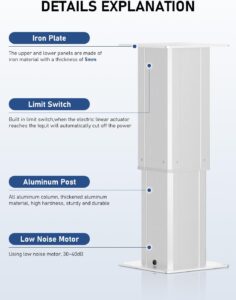 DIHOOL Electric Lift Table Leg 600Lbs Capacity 26.34" - 46.0" Height Adjustable,Home Elevator Lift Systems - Image 3
