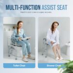 OasisSpace Raised Toilet Seat with handles-400lbs Heavy Duty Commode Chair with Safety Frame, Adjustable Stand Alone Elongated risers with arms for Elderly, Handicap, Disabled - Image 6