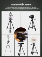 Vlogging Kit for iPhone Youtuber Starter Kit Content Creator Equipment for iPhone 16/15Pro Max with 59'' Extendable Fullsize Tripod, LED Light,Shotgun Mic Video Recording(Vlog K4) - Image 6