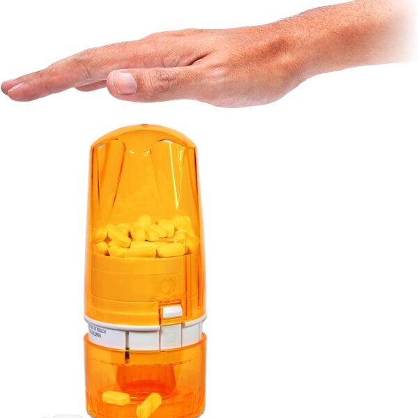 Pill Dispenser - Medication Holder for Adults & Seniors - Lock Feature - Arthritis Friendly - One Push, One Pill - Effortless & Hygienic - 75 Round Tablets