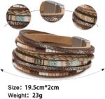 Fesciory Leather Wrap Bracelets for Women, Boho Leopard Multi-Layer Crystal Beads Cuff Bracelet Jewelry - Image 5
