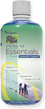 Wellgenix Immune Essentials – 12 in 1 Natural Immune System Support Supplement - Liquid Nutritional Multivitamin - Boosts Immune System and Overall Health For Kids & Adults - Fruit Punch Flavor 32 oz