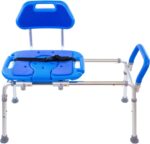 Platinum Health Sliding Shower Chair HydroGlyde Premium Heavy Duty, Padded Bathtub Transfer Bench with Cut Out Seat, for Bath Tub, Adjustable Legs, and Safety Belt, Quick Tool-Less Assembly, Blue - Image 3