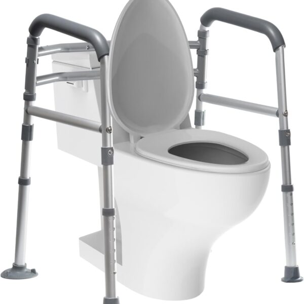 Toilet Safety Rails for Seniors & Disabled - Adjustable, Foldable, Tool-Free Assembly, 350 lbs Capacity