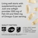Sports Research Triple Strength Omega 3 Fish Oil Supplement - EPA & DHA Fatty Acids from Wild Alaskan Pollock - Heart, Brain & Immune Support for Adults, Men & Women - 1250 mg Capsules (30 ct) - Image 4