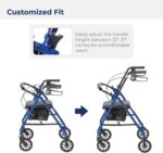 Drive Medical Aluminum Rollator Walker Fold Up and Removable Back Support, Padded Seat, 6" Wheels, Blue,R726BL - Image 7