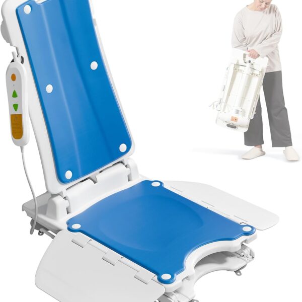 Lightweight Electric Chair Lift, Lift Elderly from Floor, Remote Control Floor Lift, Fall Assist Devices, Item Weight 23 LBS, Support Up to 300 LBS, Waterproof Suction Cups, AX07