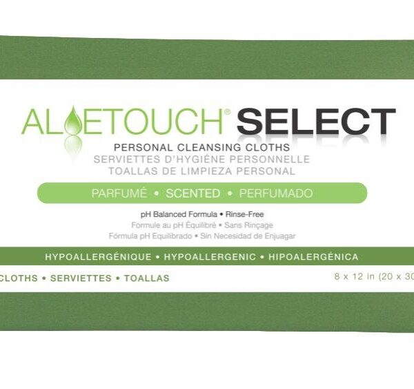 Medline AloeTouch Select Personal Cleansing Cloth Wipes, Scented, 8" x 12", 24 Count (Pack of 24)