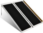 3FT Wheelchair Ramp, Non-Slip Portable Aluminum Ramp for Disabled Single-Fold 800lbs Weight Capacity for Steps Stairs and Thresholds