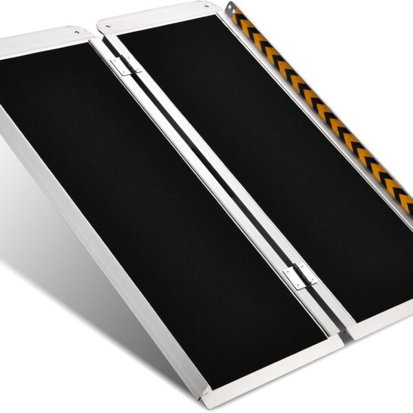 3FT Wheelchair Ramp, Non-Slip Portable Aluminum Ramp for Disabled Single-Fold 800lbs Weight Capacity for Steps Stairs and Thresholds