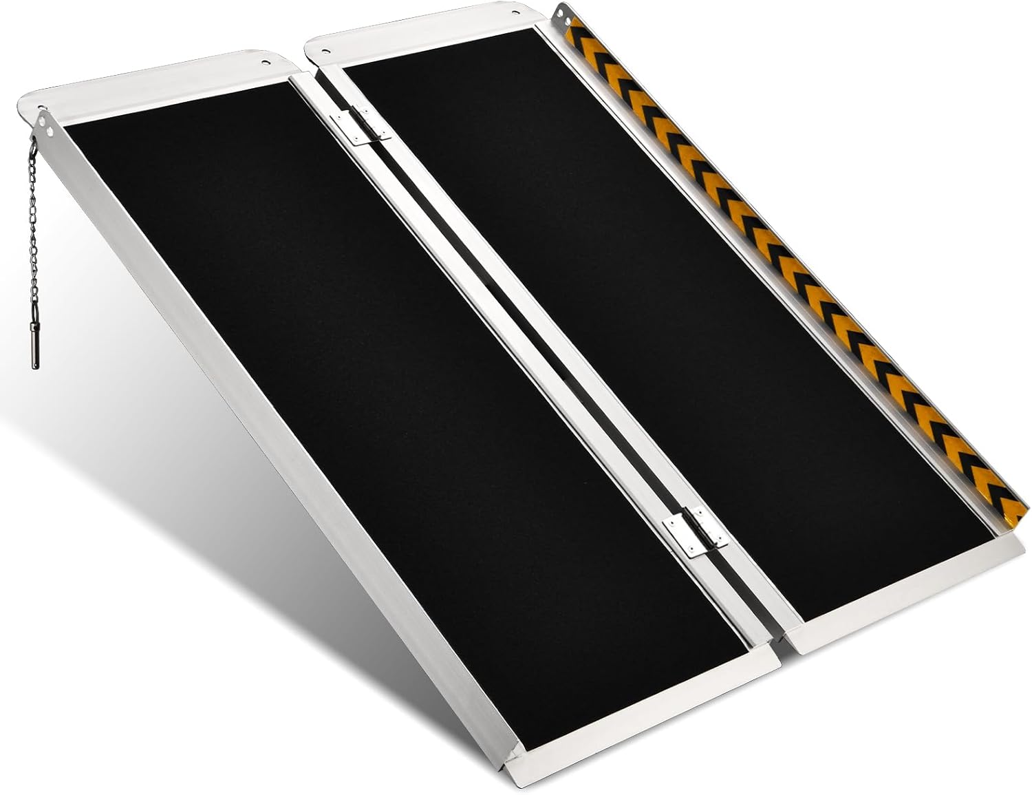 61YhGNvPJ6L._AC_SL1500_.jpg 3FT Wheelchair Ramp, Non-Slip Portable Aluminum Ramp for Disabled Single-Fold 800lbs Weight Capacity for Steps Stairs and Thresholds - Image 1