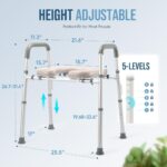 OasisSpace Raised Toilet Seat with handles-400lbs Heavy Duty Commode Chair with Safety Frame, Adjustable Stand Alone Elongated risers with arms for Elderly, Handicap, Disabled - Image 3